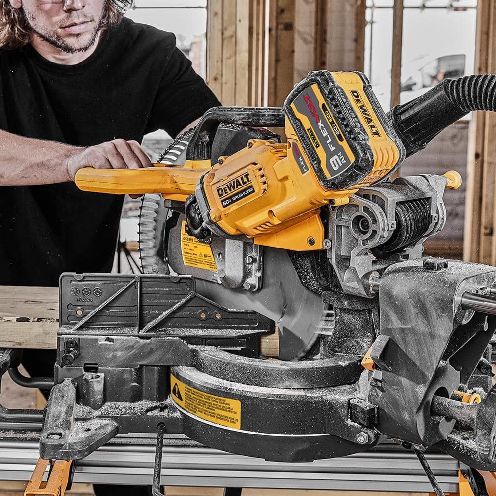 DEWALT 60V Lithium-Ion 12 in. Cordless Sliding Miter Saw Kit with 9.0Ah Battery Pack DCS781X1