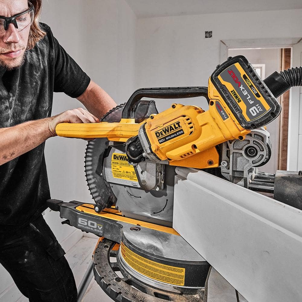 DEWALT 60V Lithium-Ion 12 in. Cordless Sliding Miter Saw Kit with 9.0Ah Battery Pack DCS781X1