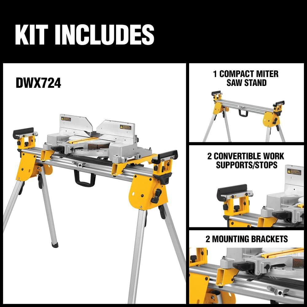 DEWALT 15 Amp Corded 12 in. Double Bevel Sliding Compound Miter Saw w/Blade Wrench, Material Clamp & Compact Miter Saw Stand DWS779WDWX724