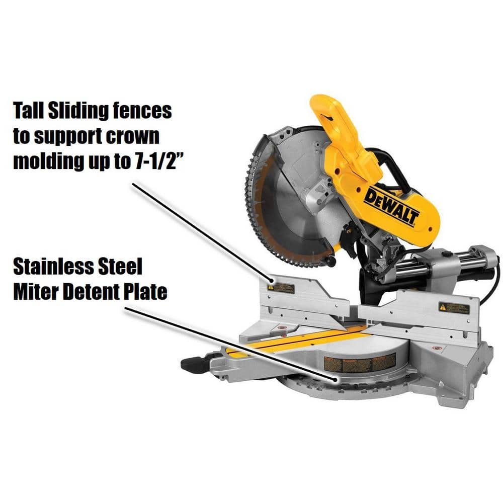 DEWALT 15 Amp Corded 12 in. Double Bevel Sliding Compound Miter Saw w/Blade Wrench, Material Clamp & Compact Miter Saw Stand DWS779WDWX724