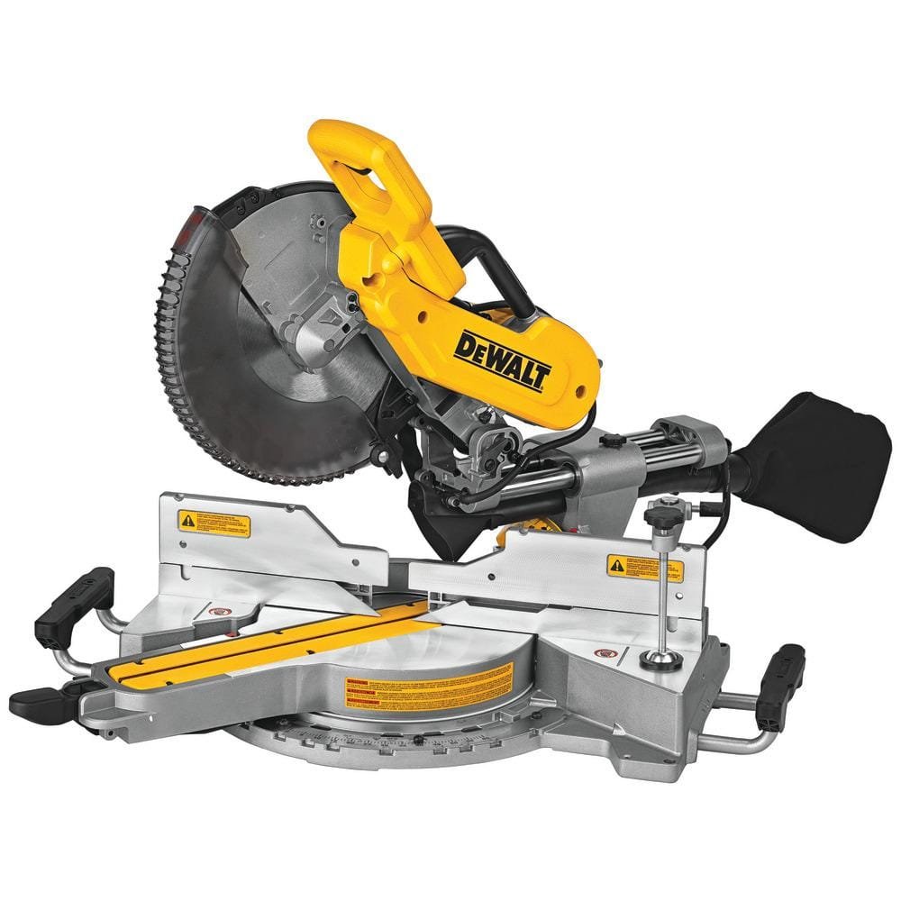 DEWALT 15 Amp Corded 12 in. Double Bevel Sliding Compound Miter Saw w/Blade Wrench, Material Clamp & Compact Miter Saw Stand DWS779WDWX724
