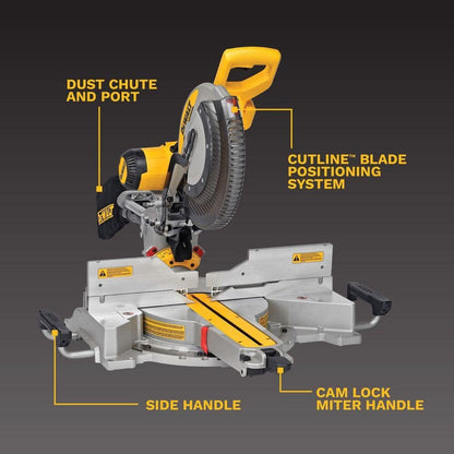 DEWALT 15 Amp Corded 12 in. Double Bevel Sliding Compound Miter Saw with XPS technology, Blade Wrench and Material Clamp DWS780