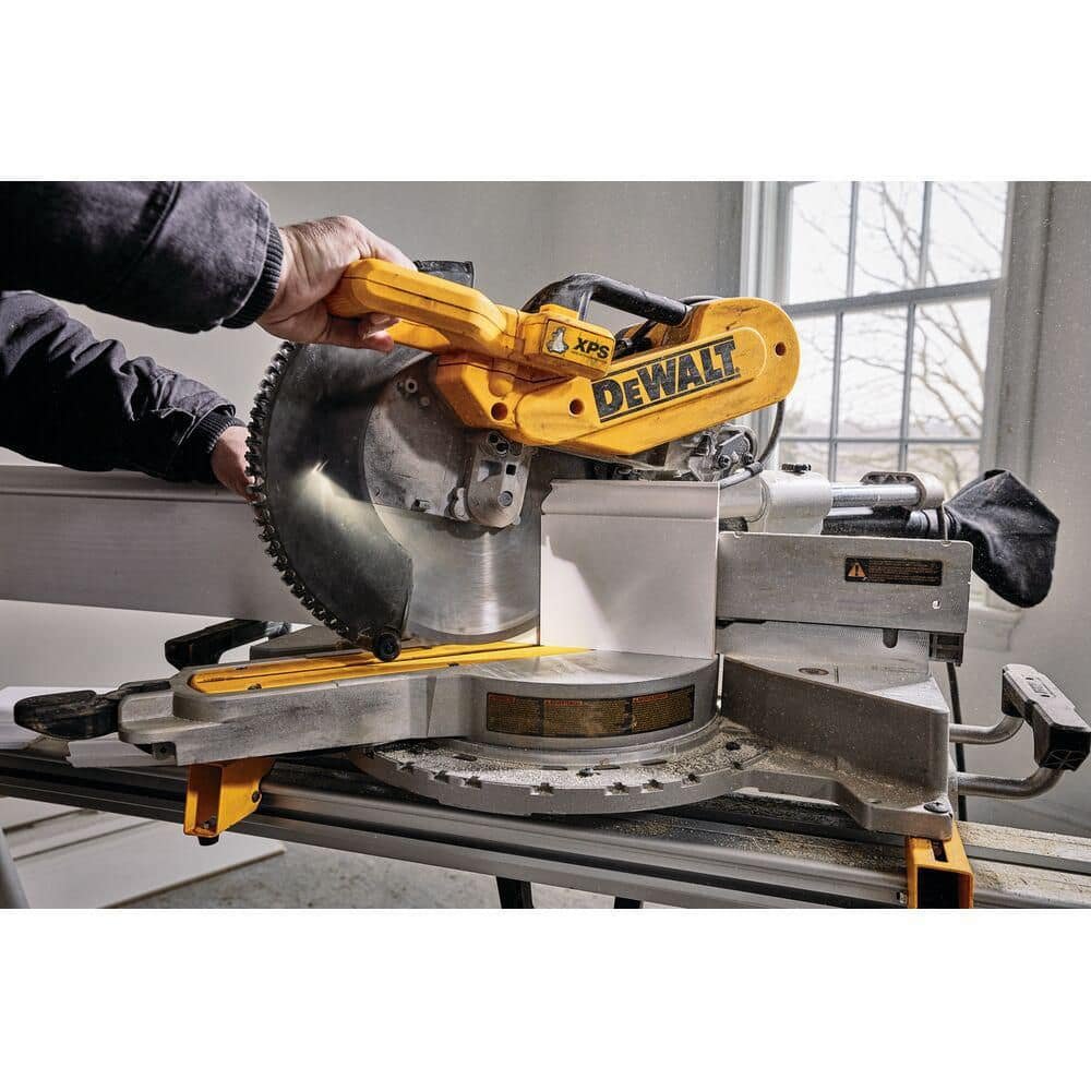DEWALT 15 Amp Corded 12 in. Double Bevel Sliding Compound Miter Saw with XPS technology, Blade Wrench and Material Clamp DWS780
