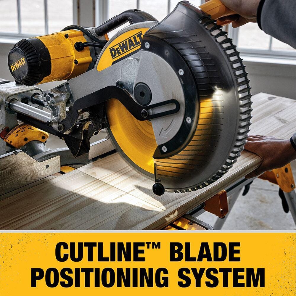 DEWALT 15 Amp Corded 12 in. Double Bevel Sliding Compound Miter Saw and Heavy Duty Miter Saw Stand with Wrench & Material Clamp DWS780WDWX723