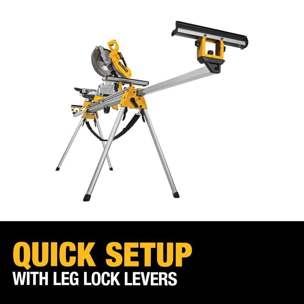 DEWALT 15 Amp Corded 12 in. Double Bevel Sliding Compound Miter Saw and Heavy Duty Miter Saw Stand with Wrench & Material Clamp DWS780WDWX723