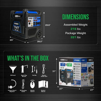 DUROMAX 11,000 Watt Remote Start Portable Dual Fuel Home Backup Inverter Generator w/CO Alert XP11000iH