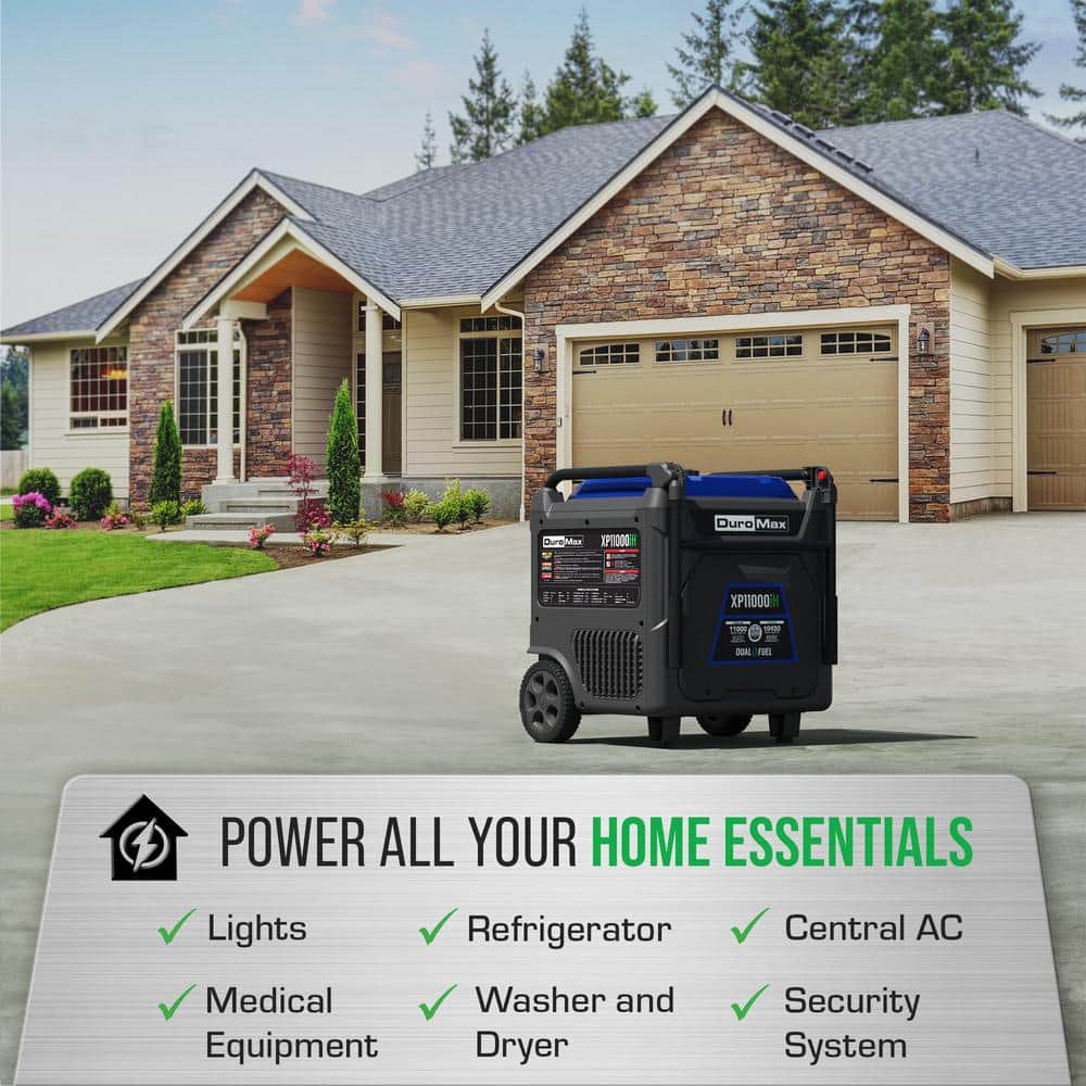 DUROMAX 11,000 Watt Remote Start Portable Dual Fuel Home Backup Inverter Generator w/CO Alert XP11000iH
