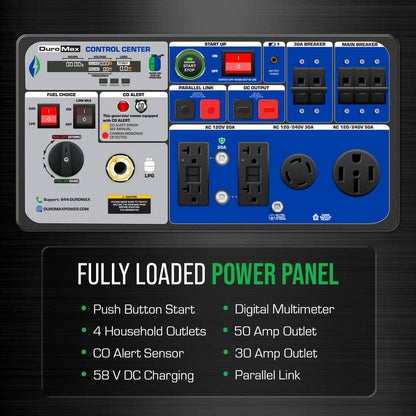DUROMAX 11,000 Watt Remote Start Portable Dual Fuel Home Backup Inverter Generator w/CO Alert XP11000iH