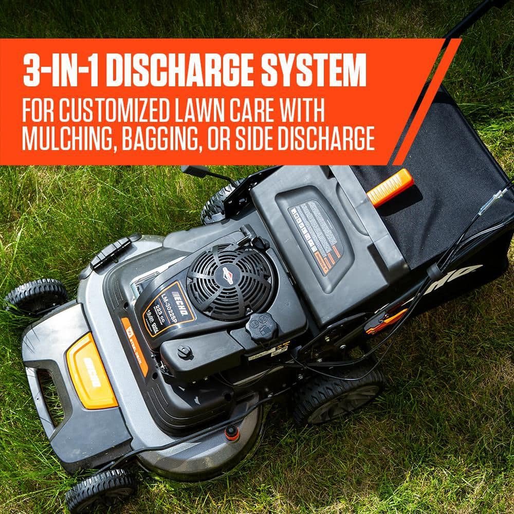 ECHO 30 in. 223 CC Briggs and Stratton Gas 3-in-1 Dual Twin Blade RWD Self-Propelled Wide Area Lawn Mower with ReadyStart LM-3022SP