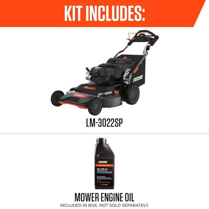 ECHO 30 in. 223 CC Briggs and Stratton Gas 3-in-1 Dual Twin Blade RWD Self-Propelled Wide Area Lawn Mower with ReadyStart LM-3022SP