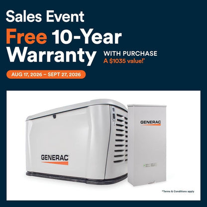 Generac 24kW Air-Cooled Auto Start Natural Gas or Propane Whole House Generator and 200 Amp Transfer Switch w/ Smart Monitoring 7326