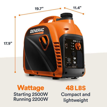 Generac 2500 Watt Recoil Start Gasoline Portable Generator Inverter w/ COSense 82512