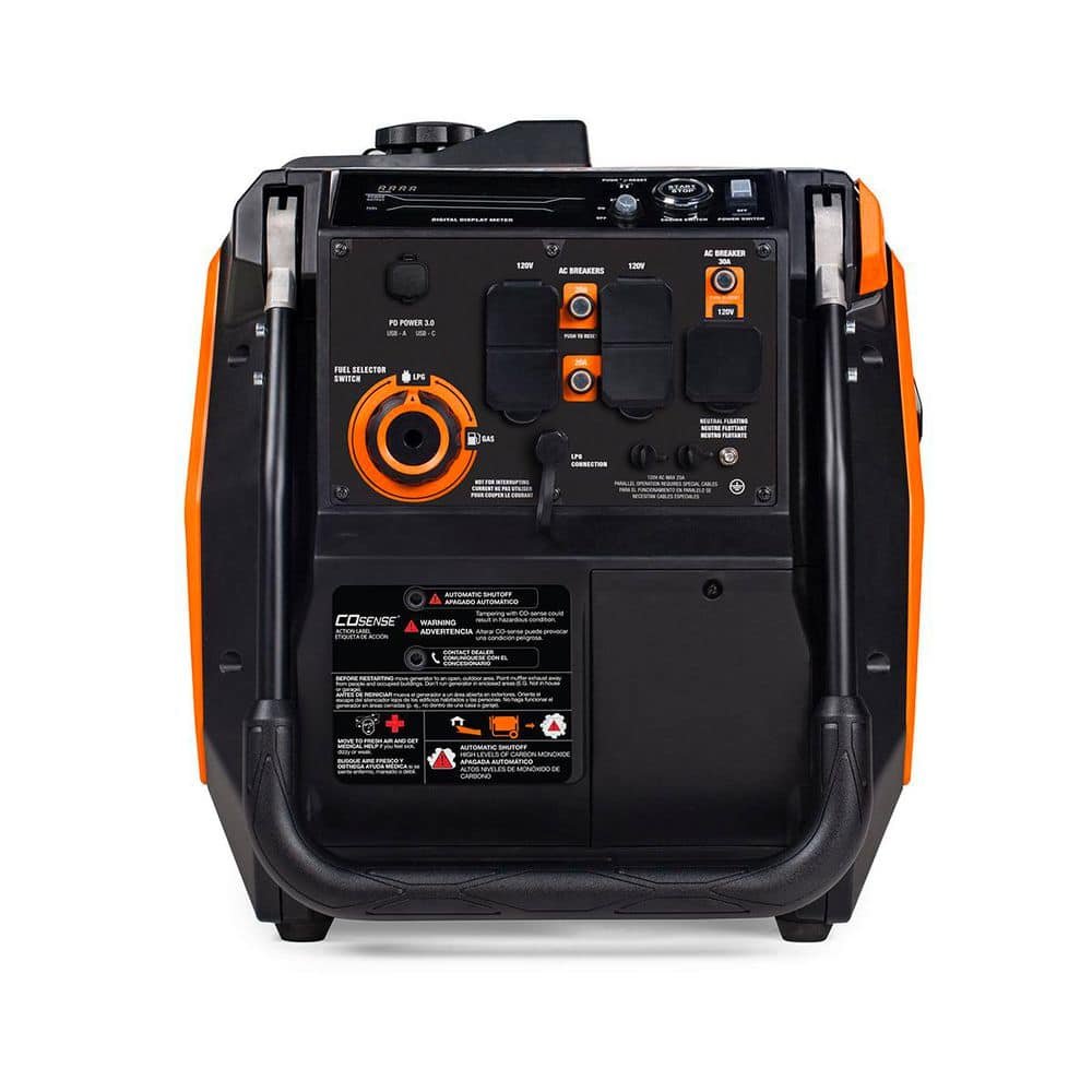 Generac 5200/3900-Watt Dual Fuel Inverter Generator, Fully Enclosed Case and Easy-To-Use Electric Start with Battery Included 8945
