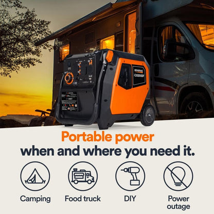 Generac 5200/3900-Watt Dual Fuel Inverter Generator, Fully Enclosed Case and Easy-To-Use Electric Start with Battery Included 8945