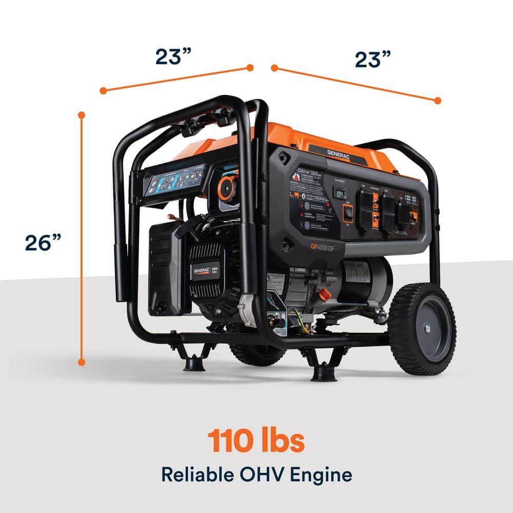 Generac 5000 / 4000-Watt Dual Fuel Recoil Start Gasoline / Propane Powered Portable Generator-GP4000 DF 81552