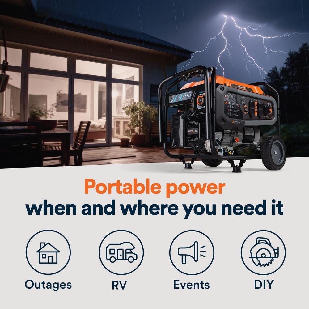 Generac 5000 / 4000-Watt Dual Fuel Recoil Start Gasoline / Propane Powered Portable Generator-GP4000 DF 81552