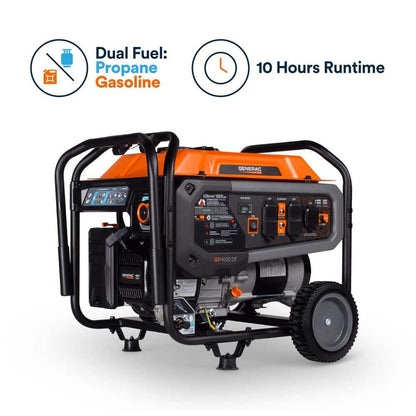 Generac 5000 / 4000-Watt Dual Fuel Recoil Start Gasoline / Propane Powered Portable Generator-GP4000 DF 81552
