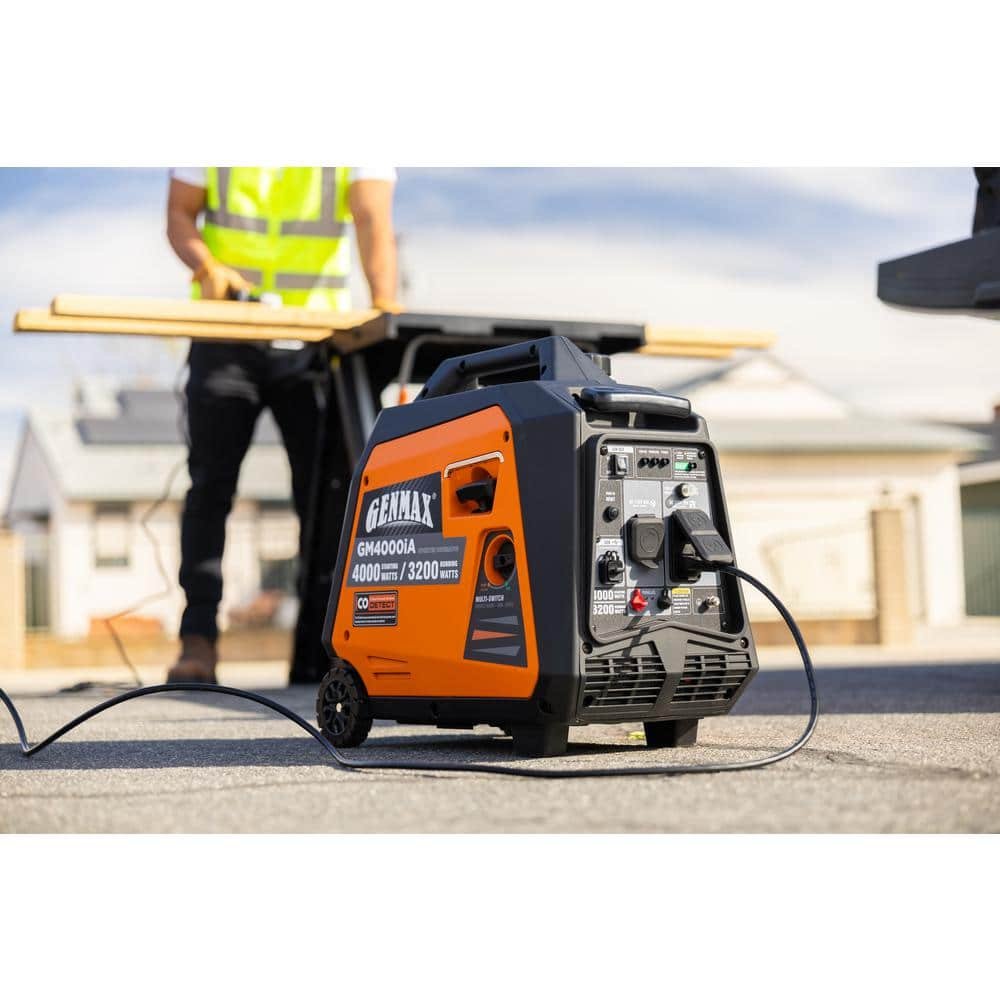 GENMAX 4000-Watt Recoil Start Gasoline Powered Inverter Generator Light-Weight and Quiet With 145cc OHV Engine GM4000iA