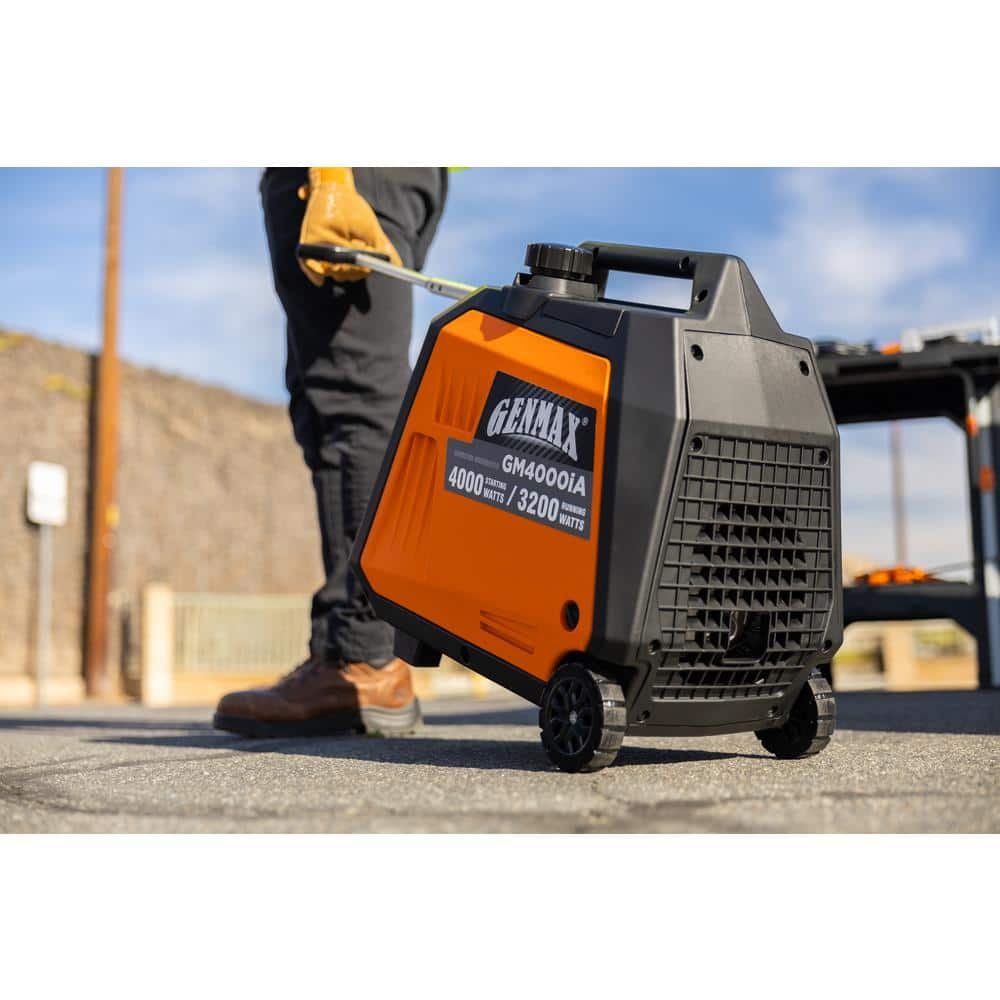 GENMAX 4000-Watt Recoil Start Gasoline Powered Inverter Generator Light-Weight and Quiet With 145cc OHV Engine GM4000iA