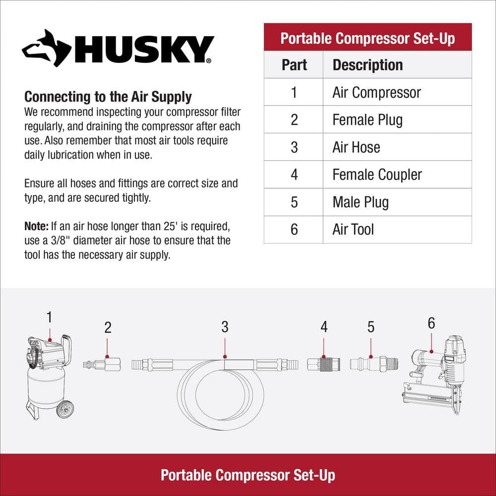 Husky 30 Gal. 175 PSI Oil Lubed Belt Drive Portable Vertical Electric Air Compressor C304H