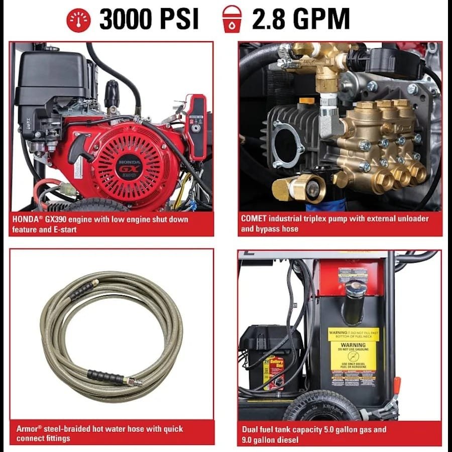 Simpson BB65106 Big Brute Professional 4000 PSI (Gas-Hot Water) Pressure Washer