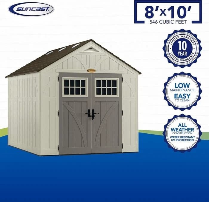 Suncast Tremont 8×10 BMS8100 Outdoor Resin Storage Shed