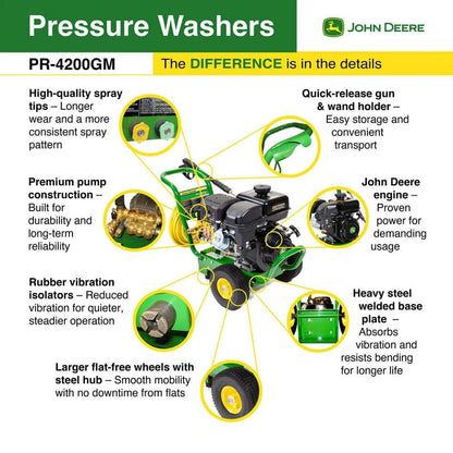 John Deere 4200 PSI 4.0 GPM Gas Cold Water Pressure Washer PR-4200GM