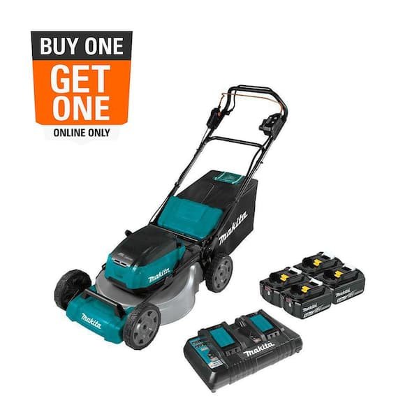 Makita 21 in. 18V X2 (36V) LXT Lithium-Ion Cordless Walk Behind Self Propelled Lawn Mower Kit with 4 Batteries (5.0 Ah) XML08PT1