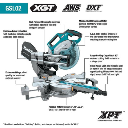 Makita 40V max XGT Brushless Cordless 8-1/2 in. Dual-Bevel Sliding Compound Miter Saw Kit, AWS Capable (4.0Ah) GSL02M1