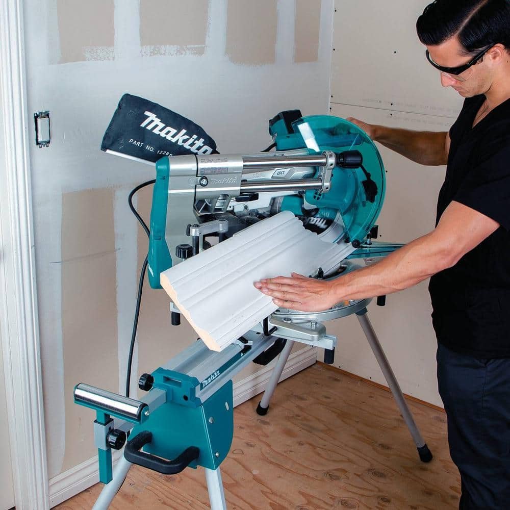 Makita 15 Amp 12 in. Dual-Bevel Sliding Compound Miter Saw with Laser and Stand LS1219LX