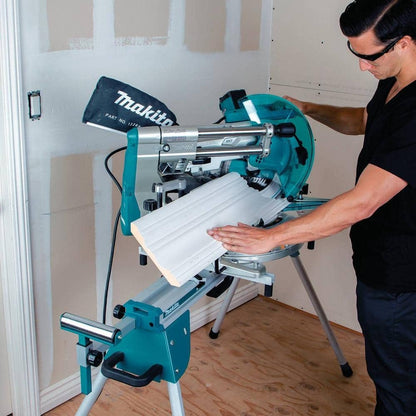 Makita 15 Amp 12 in. Dual-Bevel Sliding Compound Miter Saw with Laser and Stand LS1219LX