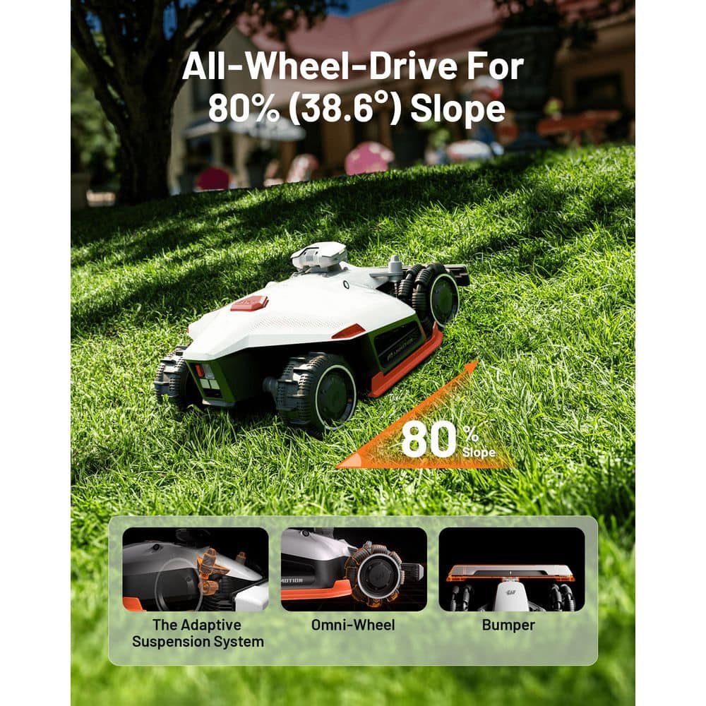 MAMMOTION Luba 2 AWD 15.8 in. RTK Robot Lawn Mower (1.25 Acre) Adjustable Cutting Height (2.2 in. – 4 in.), All Terrain, AI Vision LUBA 2 AWD 5000HX