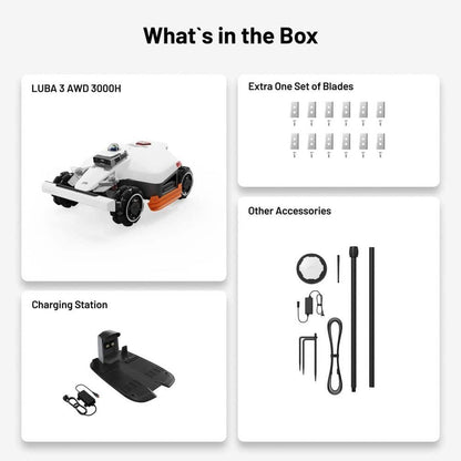 MAMMOTION Luba 3 AWD 16 in. 360° LiDAR Robot Lawn Mower (3/4 Acre) Adjustable Cutting Height(2.2 in. – 4 in.)All Terrain AI Vision LUBA 3 AWD 3000H