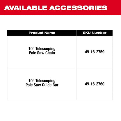 Milwaukee M18 FUEL 10 in 18V Lithium-Ion Brushless Cordless Battery Telescoping Pole Saw w/14 in Top Handle Chainsaw (2-Tool) 2826-20T-3013-20