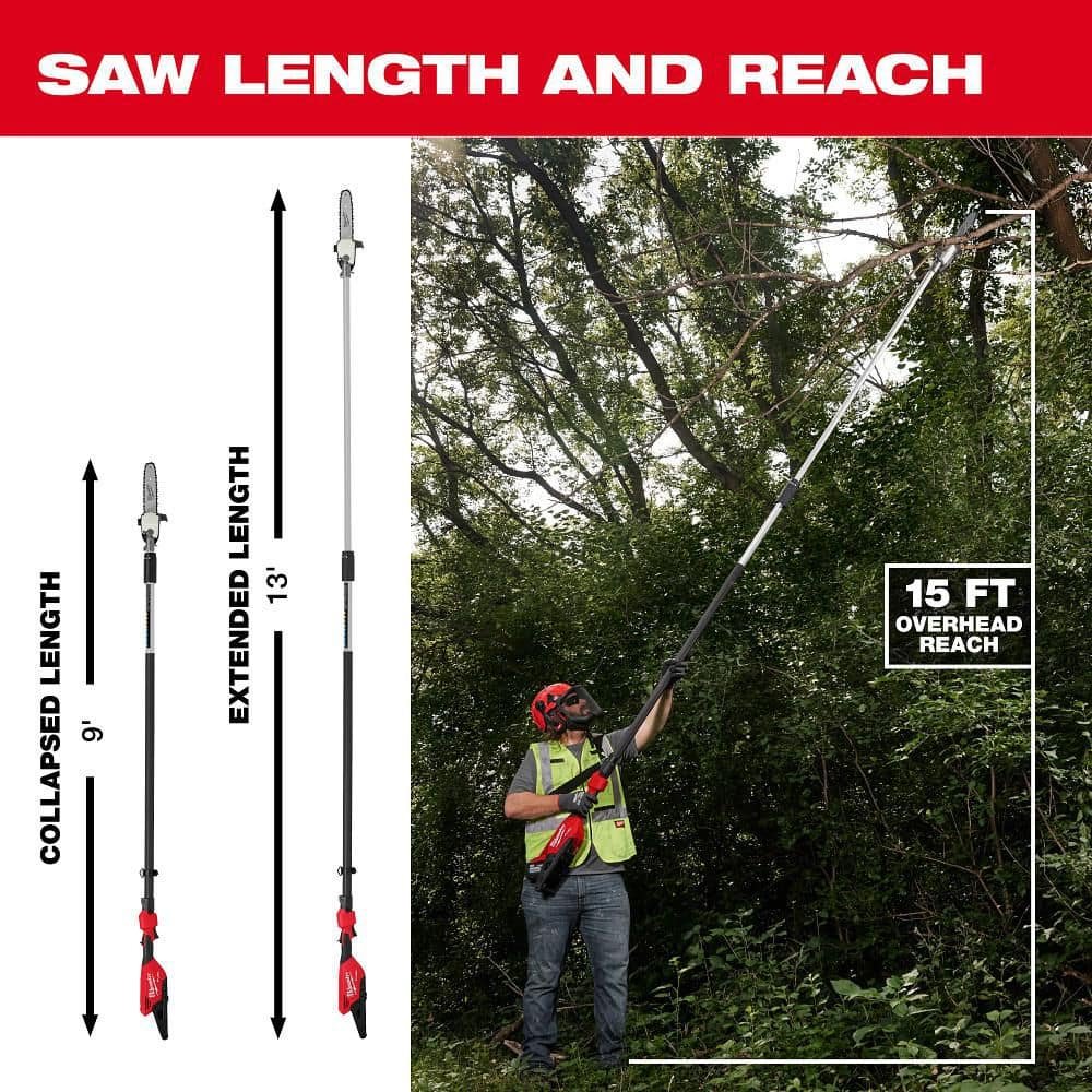 Milwaukee M18 FUEL 10 in. 18V Lithium-Ion Brushless Electric Cordless Telescoping Pole Saw Kit w/12.0 Ah Battery and Rapid Charger 3013-21