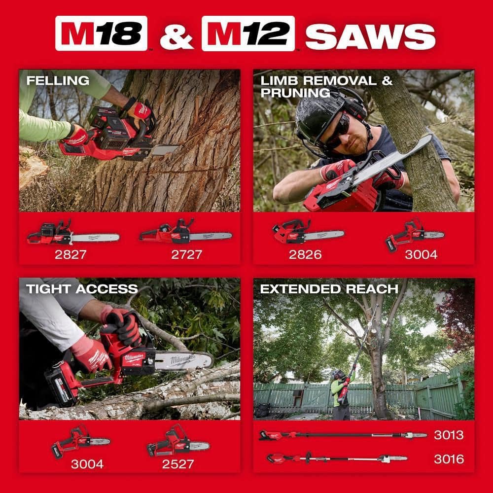 Milwaukee M18 FUEL 10 in. 18V Lithium-Ion Brushless Electric Cordless Telescoping Pole Saw Kit w/12.0 Ah Battery and Rapid Charger 3013-21