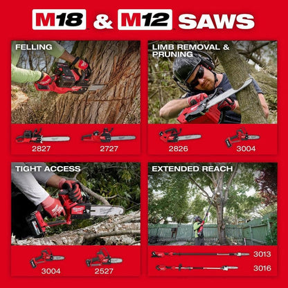 Milwaukee M18 FUEL 10 in. 18V Lithium-Ion Brushless Electric Cordless Telescoping Pole Saw Kit w/12.0 Ah Battery and Rapid Charger 3013-21
