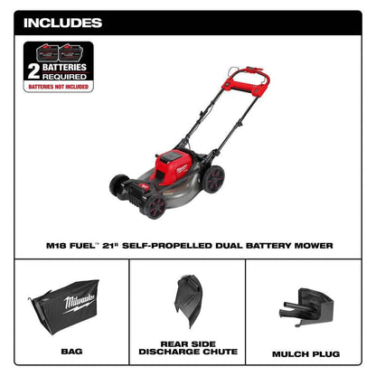 Milwaukee M18 FUEL Brushless Cordless 21 in. Walk Behind Dual Battery Self-Propelled Mower (Tool-Only) 2823-20