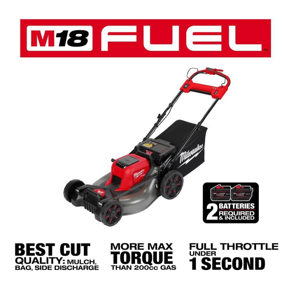 Milwaukee M18 FUEL Brushless Cordless 21 in. Walk Behind Dual Battery Self-Propelled Mower w/(2) 12.0Ah FORGE Battery and Charger 2823-22HD