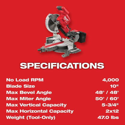 Milwaukee M18 FUEL 18V 10 in. Lithium-Ion Brushless Cordless Dual Bevel Sliding Compound Miter Saw Kit with One 8.0 Ah Battery 2734-21