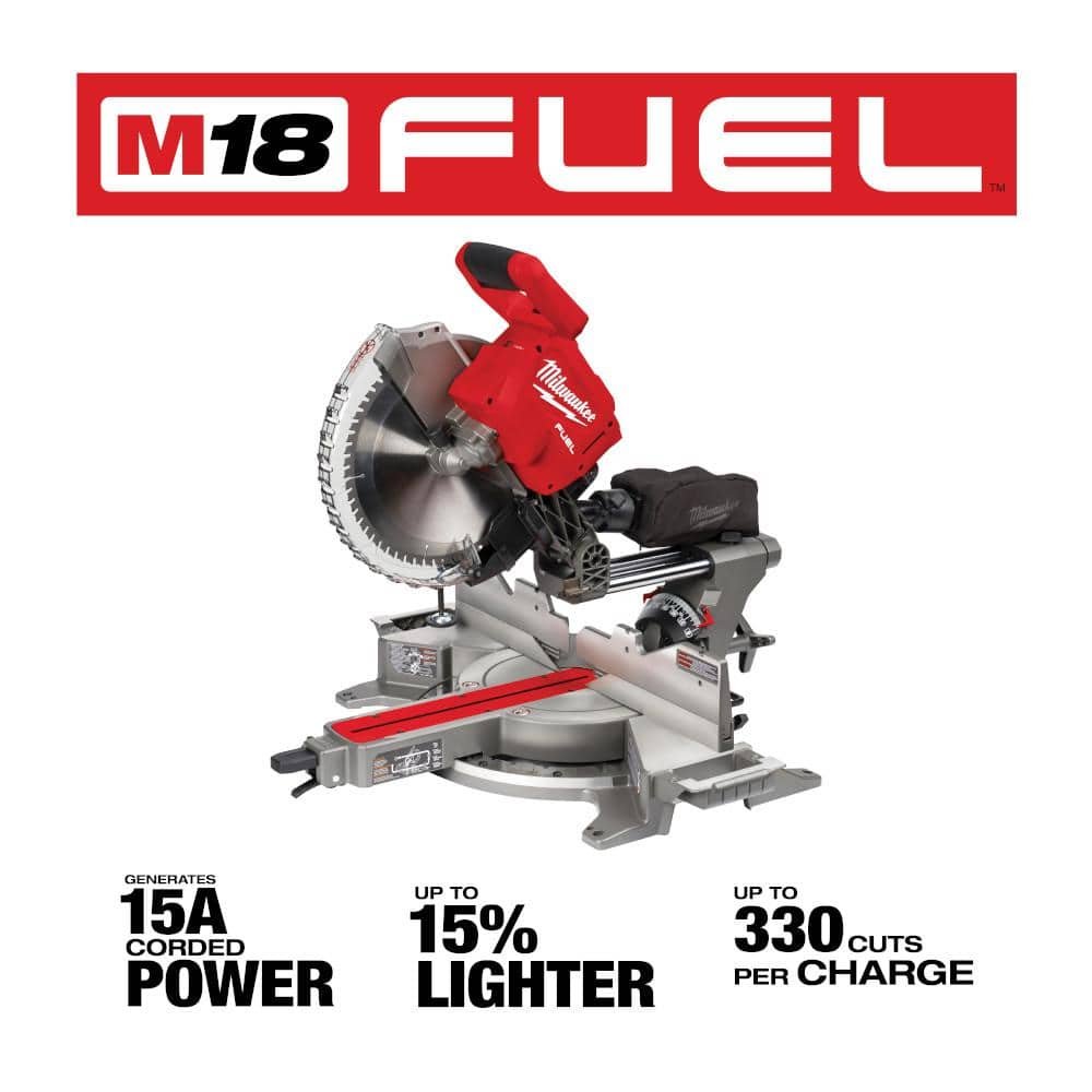 Milwaukee M18 FUEL 18V Lithium-Ion Brushless Cordless 12 in. Dual Bevel Sliding Compound Miter Saw (Tool-Only) 2739-20