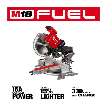 Milwaukee M18 FUEL 18V Lithium-Ion Brushless Cordless 12 in. Dual Bevel Sliding Compound Miter Saw Kit with One 12.0Ah Battery 2739-21HD