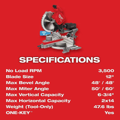 Milwaukee M18 FUEL 18V Lithium-Ion Brushless Cordless 12 in. Dual Bevel Sliding Compound Miter Saw Kit with One 12.0Ah Battery 2739-21HD