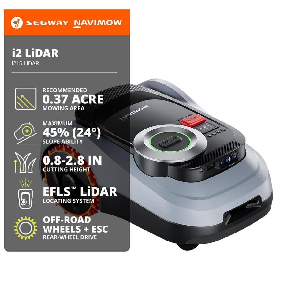 NAVIMOW i215 8.6 in. Robot Lawn Mower (1/2 Acre) LiDAR + Vision, Auto Mapping, App Control, Multi-Zone, AI Obstacle Avoidance i215 LiDAR