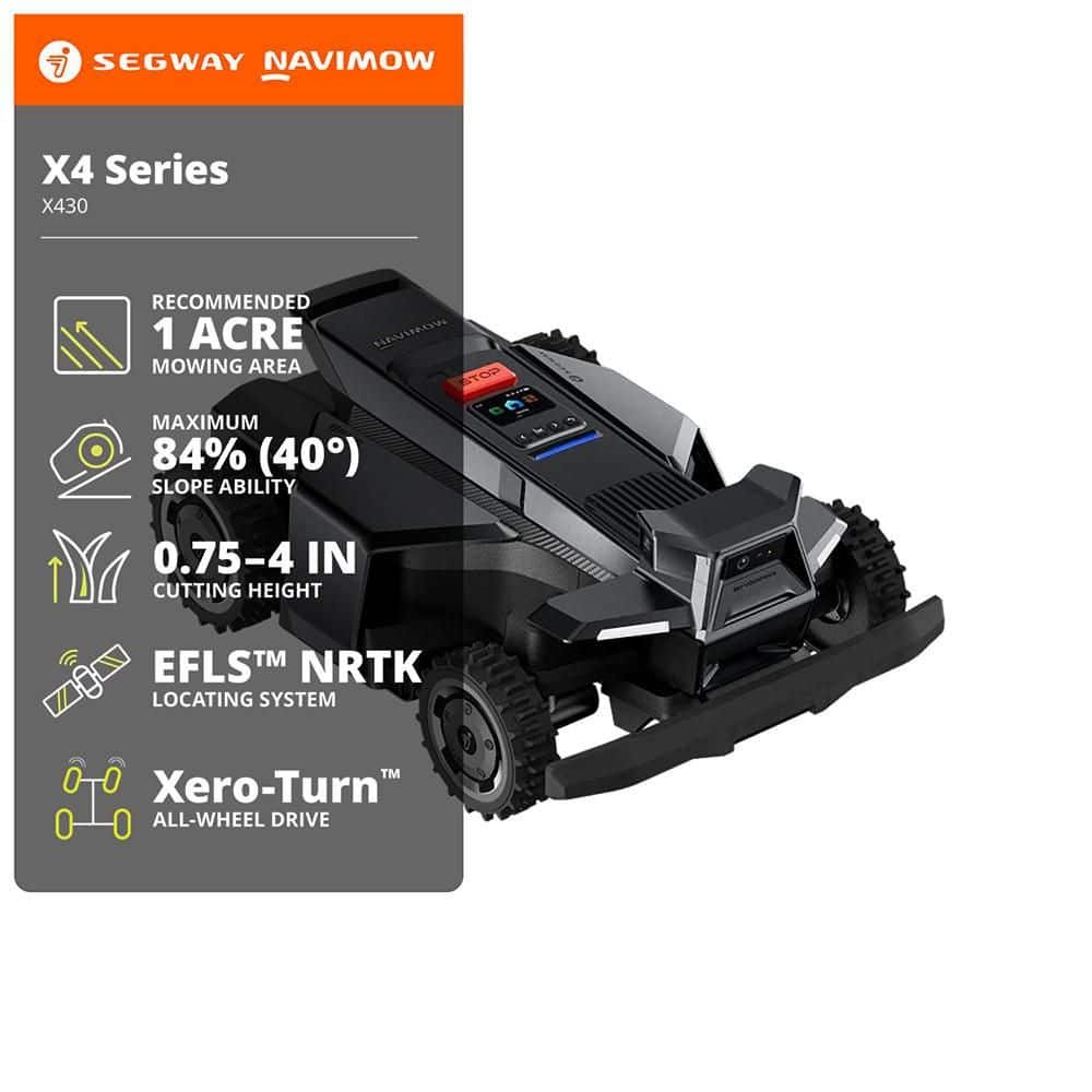NAVIMOW X430 17 in. Robot Lawn Mower (1 Acre) Wire-Free RTK + 360 Degree Camera, AWD, Weather Adaptive, AI Obstacle Avoidance X430
