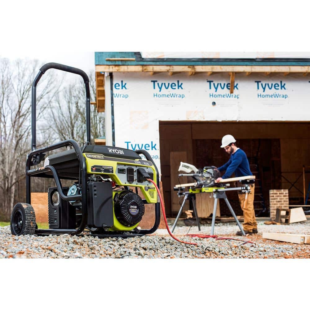 RYOBI 8125/6500-Watt Gas Powered Portable Generator With CO Detect Shutdown Sensor For Storms and Jobsites RY906500S