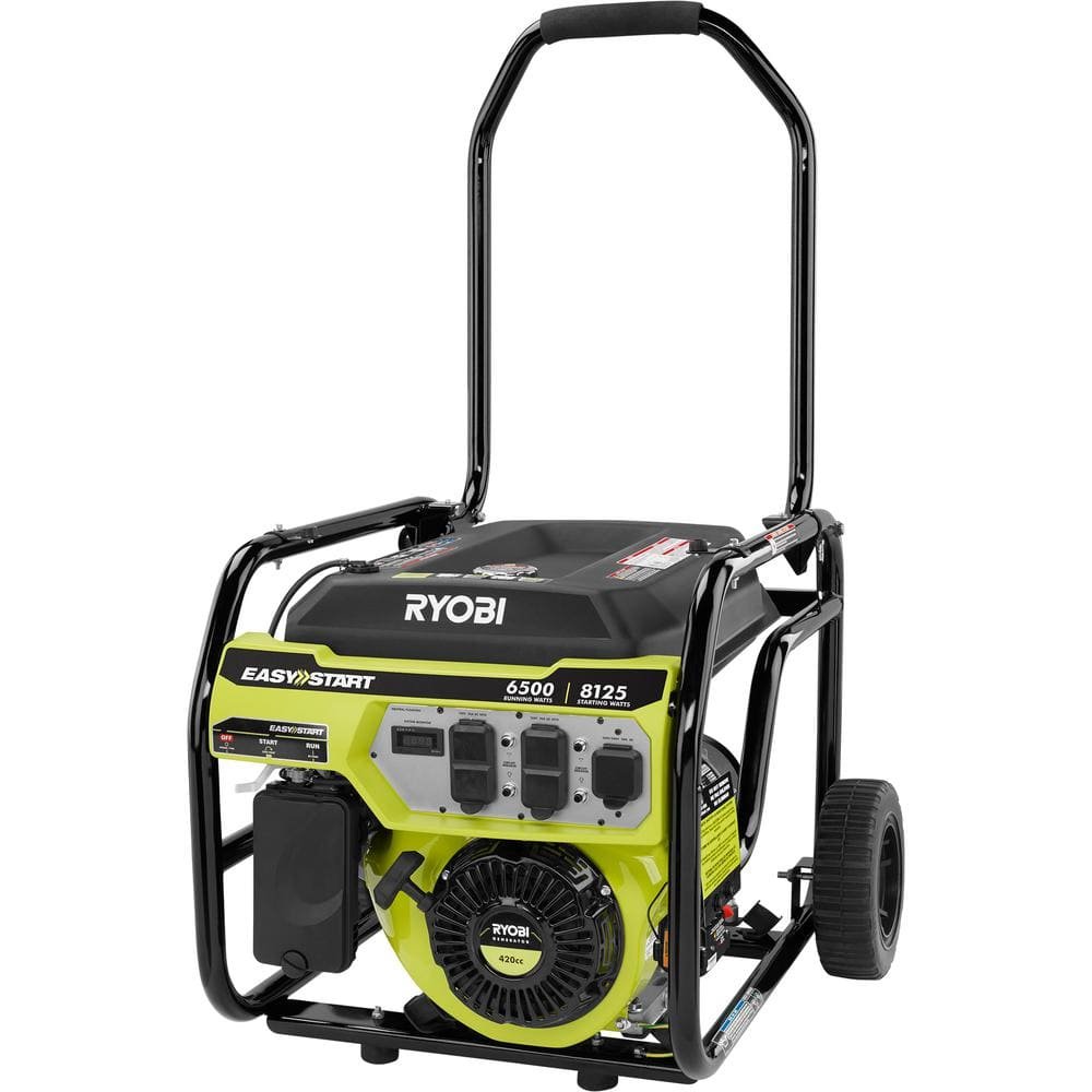 RYOBI 8125/6500-Watt Gas Powered Portable Generator With CO Detect Shutdown Sensor For Storms and Jobsites RY906500S