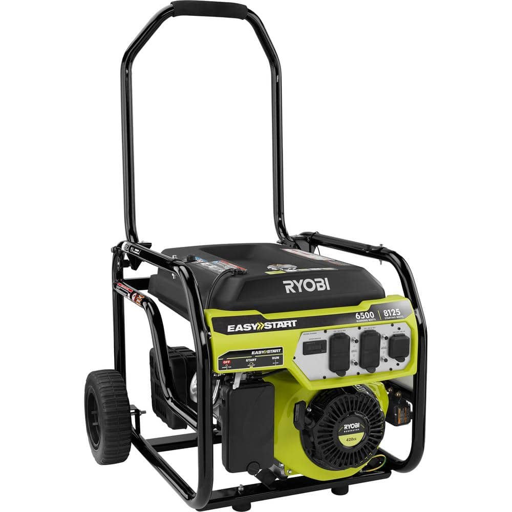 RYOBI 8125/6500-Watt Gas Powered Portable Generator With CO Detect Shutdown Sensor For Storms and Jobsites RY906500S