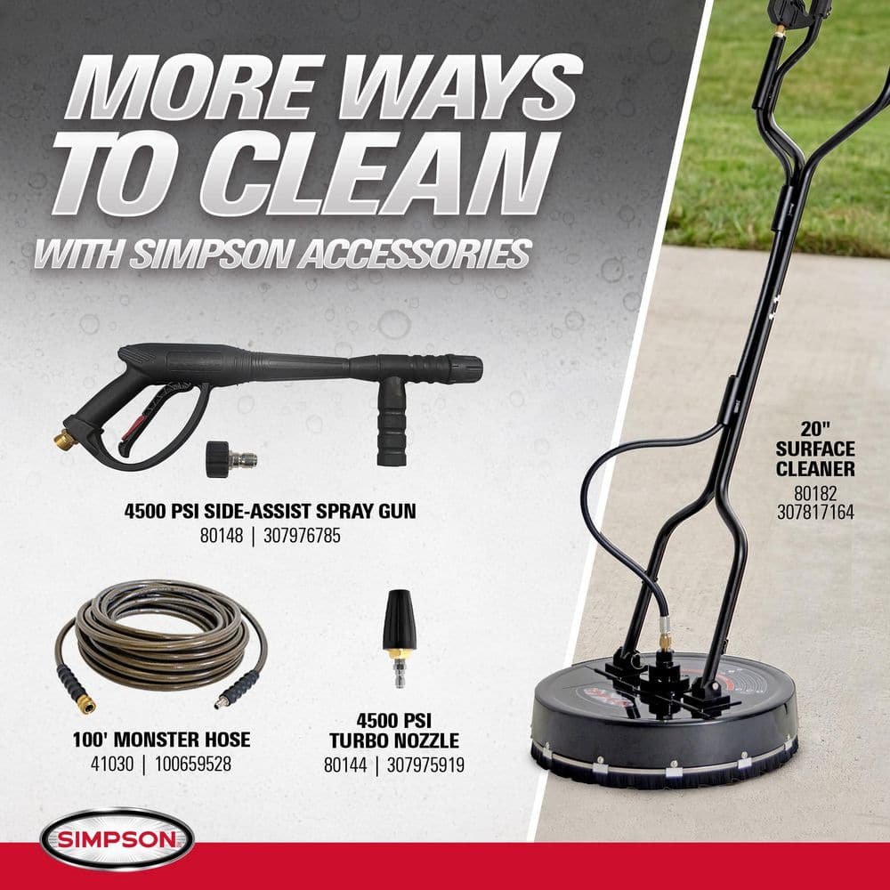 SIMPSON 3400 PSI 2.5 GPM Gas Pressure Washer, Honda GX200 Engine, CAT Pump, Commercial Cold Water Power Washer ALH3228-S