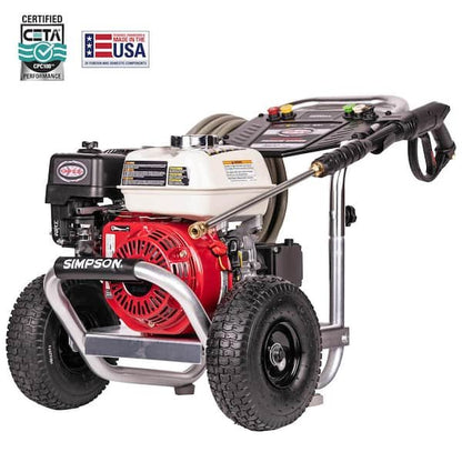 SIMPSON 3600 PSI 2.5 GPM Gas Pressure Washer, Honda GX200 Engine and Aluminum Frame, Commercial Cold Water Power Washer ALH3425-S